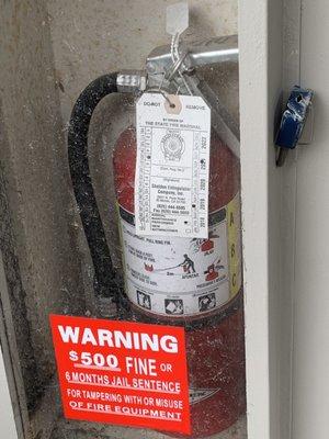 Photo taken August 1st, 2022. Date on extinguisher marks April 5th, 2021.