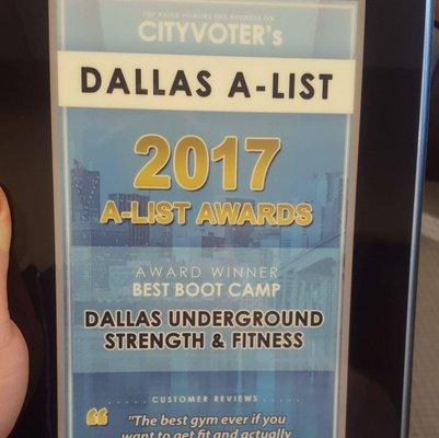 Voted "Best Boot Camp" in 2017 by Dallas A-List