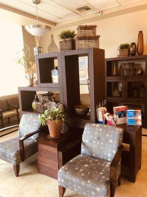 Seating in the Madera office waiting room.