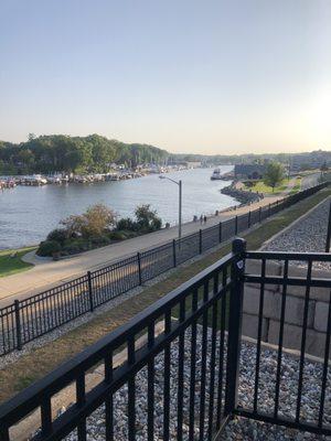 Looking into the harbor from the hilltop patio