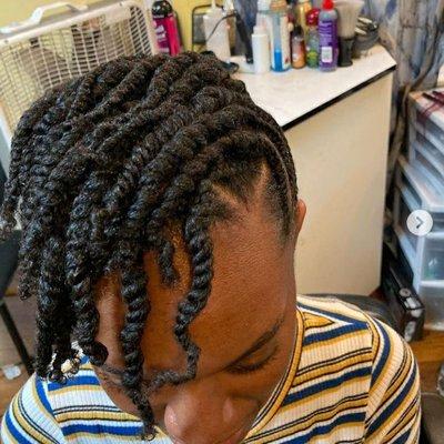 Two strand twists with braids on the side www.royalnaturalandbeyond.net