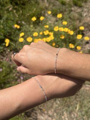 Sterling-silver bracelet with birth-stone charms.