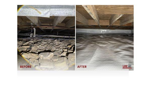 Encapsulating crawl space with the CleanSpace system.