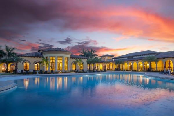 Pool at dusk