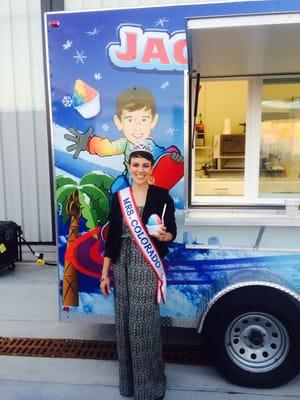 A patriotic Jack's Shave Ice for Mrs. Colorado!