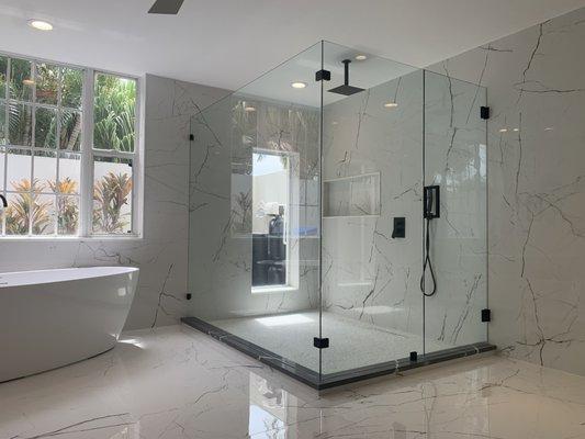 90 Deg. Frameless shower door enclosure