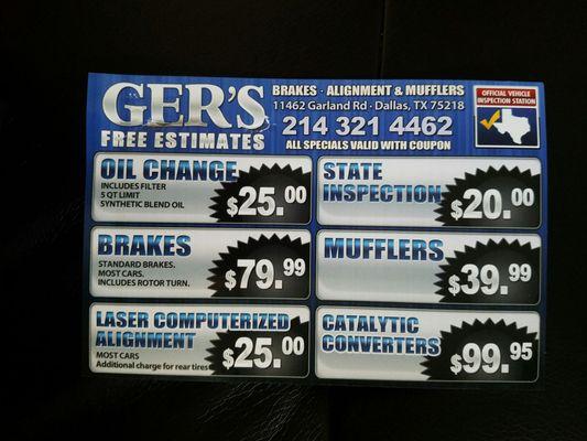 Ger's Brake Alignment & Mufflers