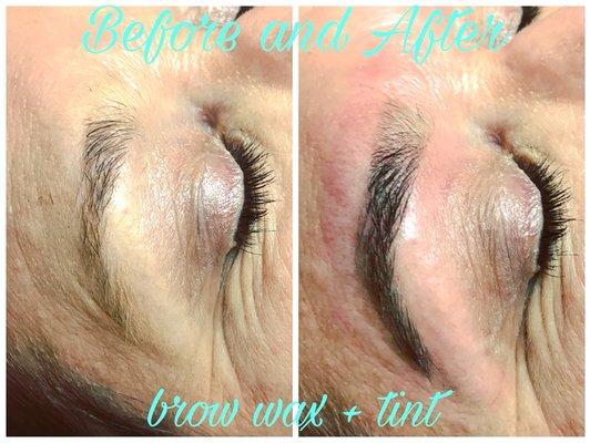 Brow wax and brow tint