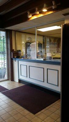 Bulletproof glass lobby desk. Wow.