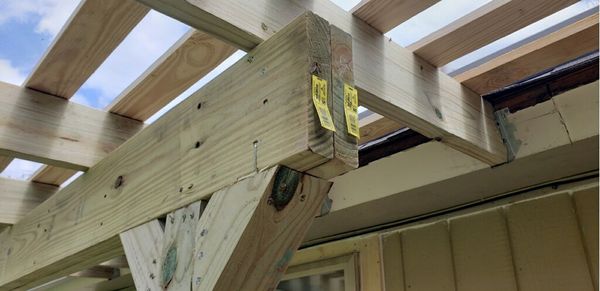 Pergola built from treated lumber