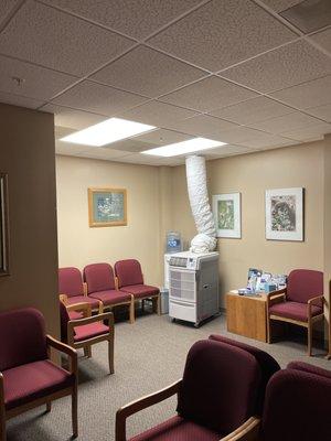 AC rental in waiting area of doctor's office.