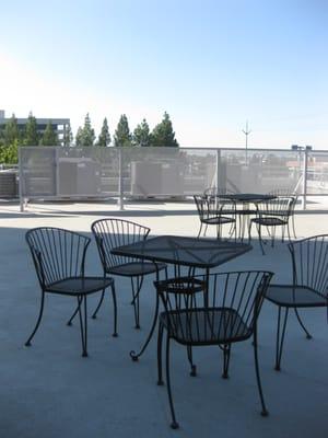 Seating on the private roof terrace of the break room.