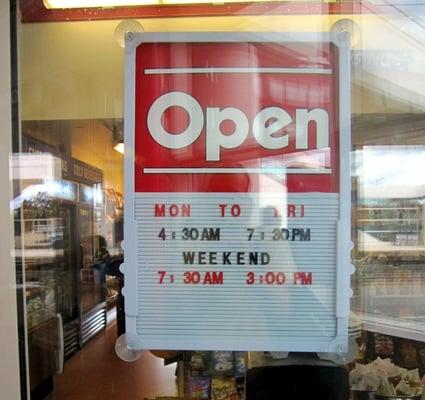 Convenience store hours