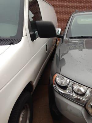 This is how close the owner parked to me when I accidentally took his unmarked/unreserved space.