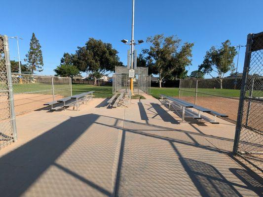 Bleachers between the softball fields