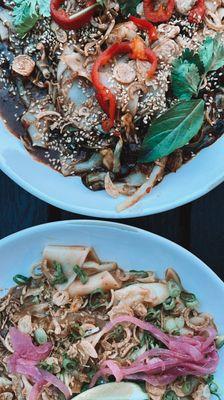 Tomato and Sesame Rice Noodles (top), Black Bean and Coconut Rice Noodles (bottom)