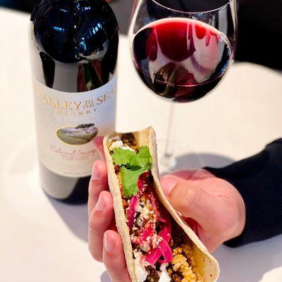 Chicken Mole Taco paired with our Cabernet Sauvignon from Happy Canyon of Santa Barbara.