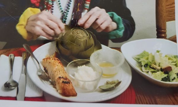 Client eating healthy deliscious meal at Ann's Care Home,  Vallejo CA 707-246-5882