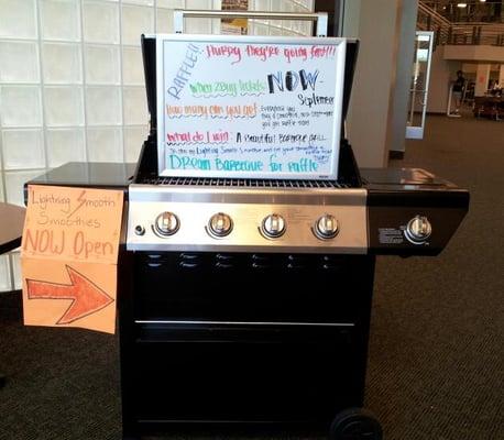 Now through September, when you buy a smoothie you will recieve an entry for this awesome four burner grill. Get as many entries