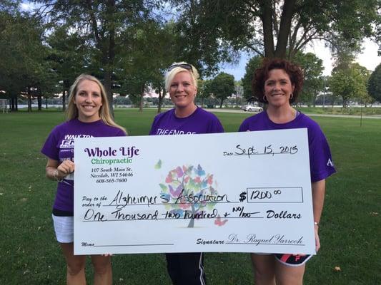 Donating to the Alzheimer's organization. Come join us for the walk in New Lisbon in October