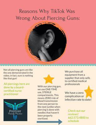 We specialize in ear piercing (children and adults).