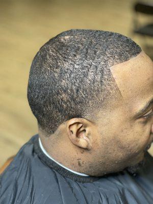 Mid bald taper fade low on top