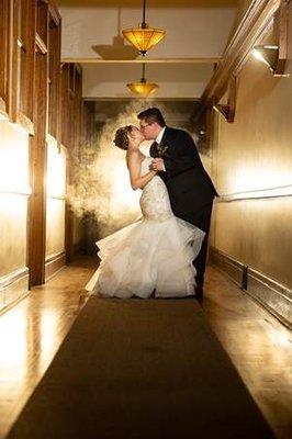 spohn ballroom hall couple kiss fog