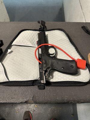 My New CZ75 SPO1 pistol practicing   safe handling   slide open Gun facing downrange no mag in pistol  at Stuyvesant Gun Range