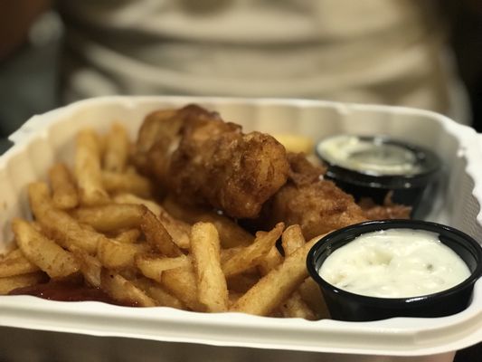 Fish and chips $14.99 (expensive but tasty)