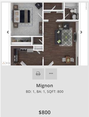 Mignon 1 bedroom 1 bath