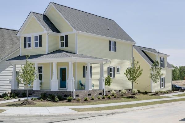 Model Home - Wendell Falls, Paper Floorplan with Wrap Porch and detached garage.  Wendell, NC.