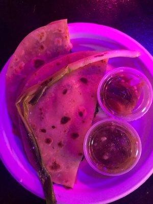 Fresh flour tortilla quesadilla