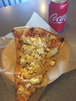 Chicken, artichoke, roasted garlic, feta & mushrooms- ummmmm