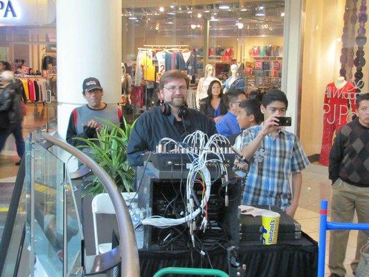 Audio reinforcement for live event with Choir and band at Tanforan Mall, San Bruno.