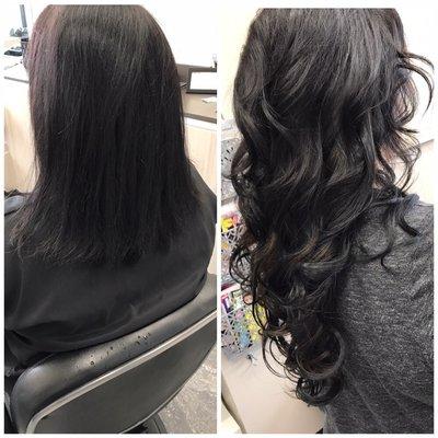 Before and after Dream Catchers hair extensions by Jenna