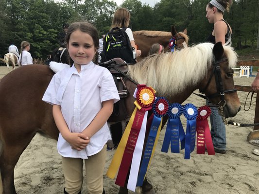 Peyton and her ribbons. Tammy, Kelly and Christy are amazing!