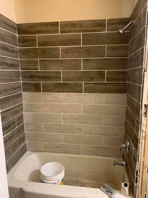 Bathroom tile installation