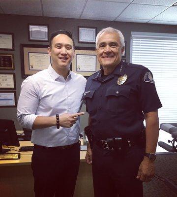 "To Protect and Serve!" South Pasadena's Chief Miller knows when its time for a chiropractic, kinesiology, acupuncture & massage.