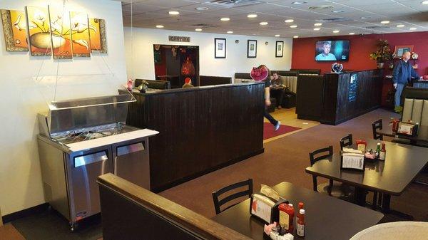 The front dining room, with the salsa bar on the left.