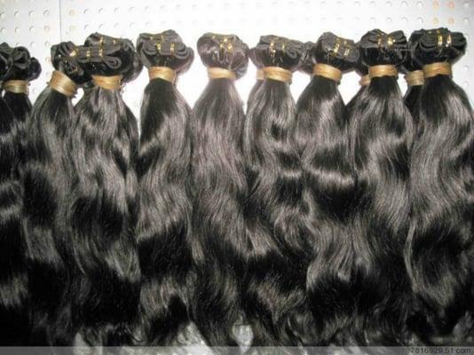 Bundles of Brazilian Malaysian and Peruvian Hair.  Clip in and Well bonded Wafts