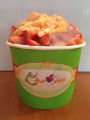 Our Cha-Yen Signature: Thai Ice with Coconut Jelly, Fresh Strawberry and Condensed Milk