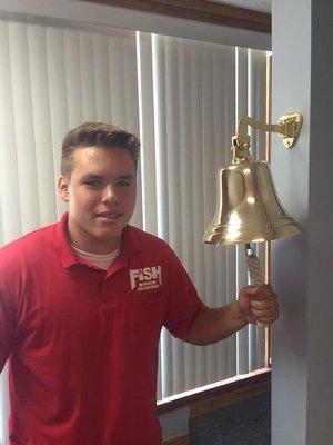 How do we celebrate a new account at Fish Window Cleaning? By ringing the sales bell. Great job on the new accounts Cade!