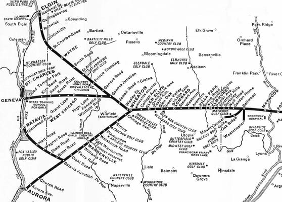 IPP - This 1936 CAE system map shows the the basis of today's trails, although the Bellwood spurs are gone.