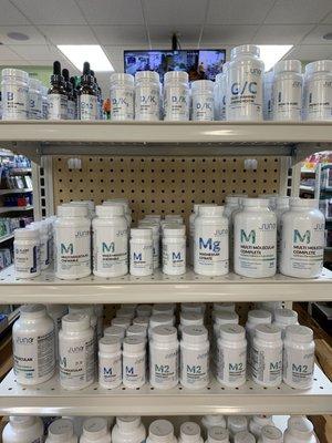 Juno Wellness carries supplements, herbals, CBD, essential oils.