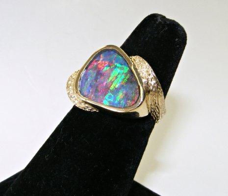 Custom opal ring in 14k gold