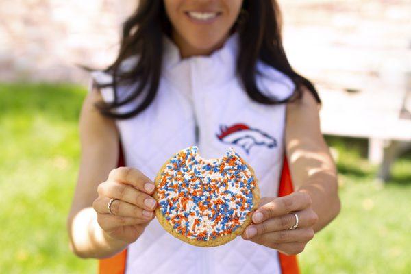 Add a captionThese orange and blue sprinkle sugar cookies are sure to get you in a sporting spirit!