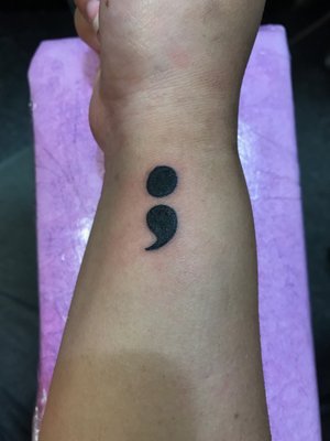 Done by Jasmin! Semi Colon; the writer chooses to continue instead of stopping.