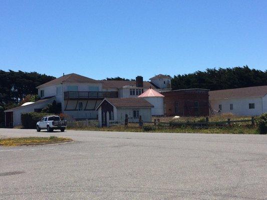 The buildings and tiny church