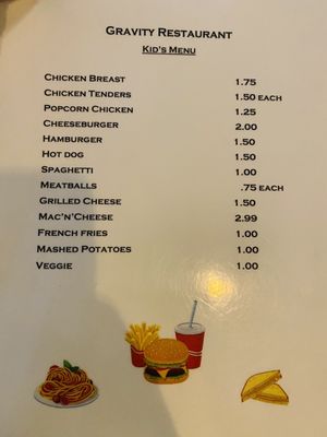 Kids menu