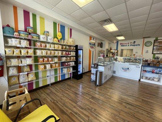 Inside Mimi & Papa's Gourmet Popcorn and Homemade Ice Cream - they've changed the layout which is better than ever!